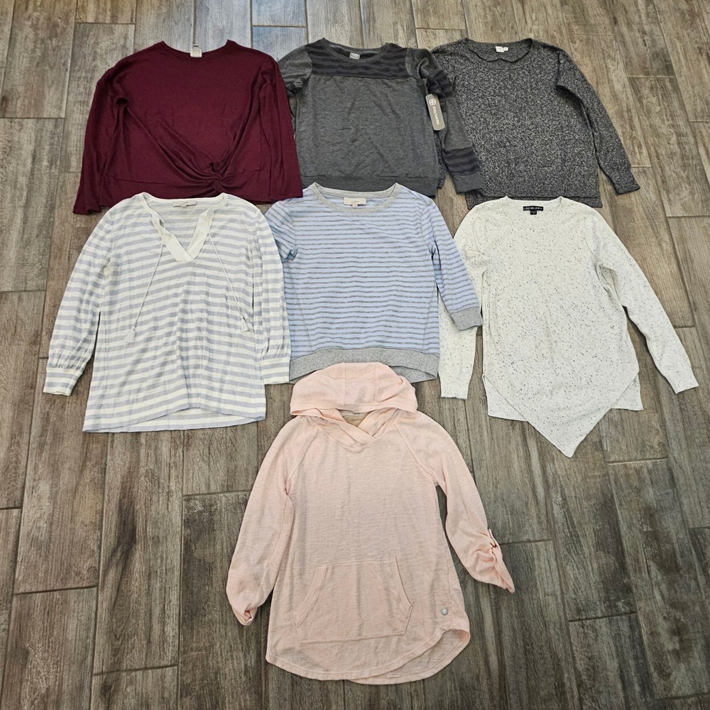 Calvin Klein Loft Gap Long Sleeve Tops Lot of 7 Size S Casual Basics Layering